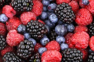 Mixed blackberries, raspberries and blueberries